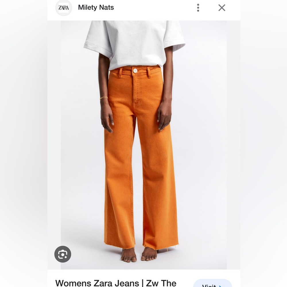 Zara Women’s high waisted ZW Marine straight jean. Burnt orange color. Size 6